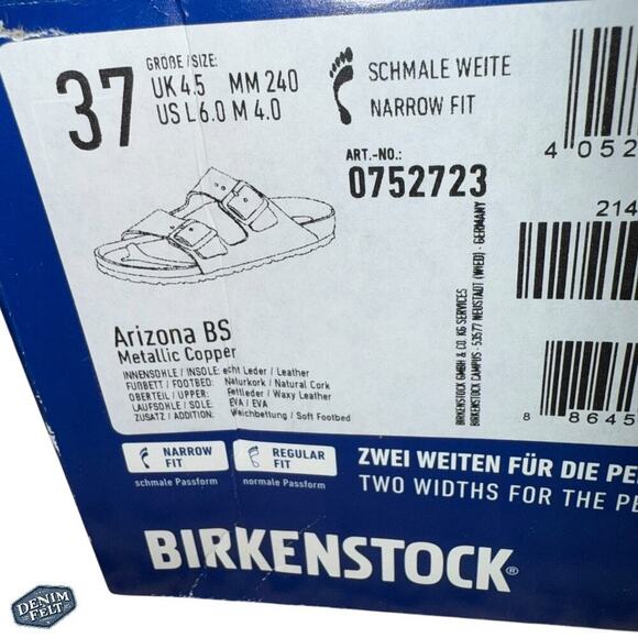 Birkenstock Women’s Metallic Copper Arizona BS Slip On Slide Sandals - Picture 15 of 16